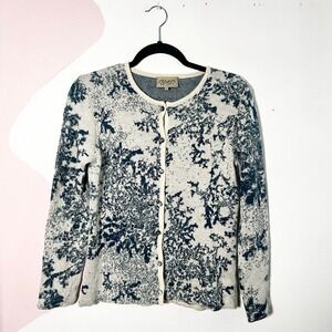 Intiwara Baby Alpaca Cardigan Sweater Womens Medium Blue Abstract Knit Bolivia